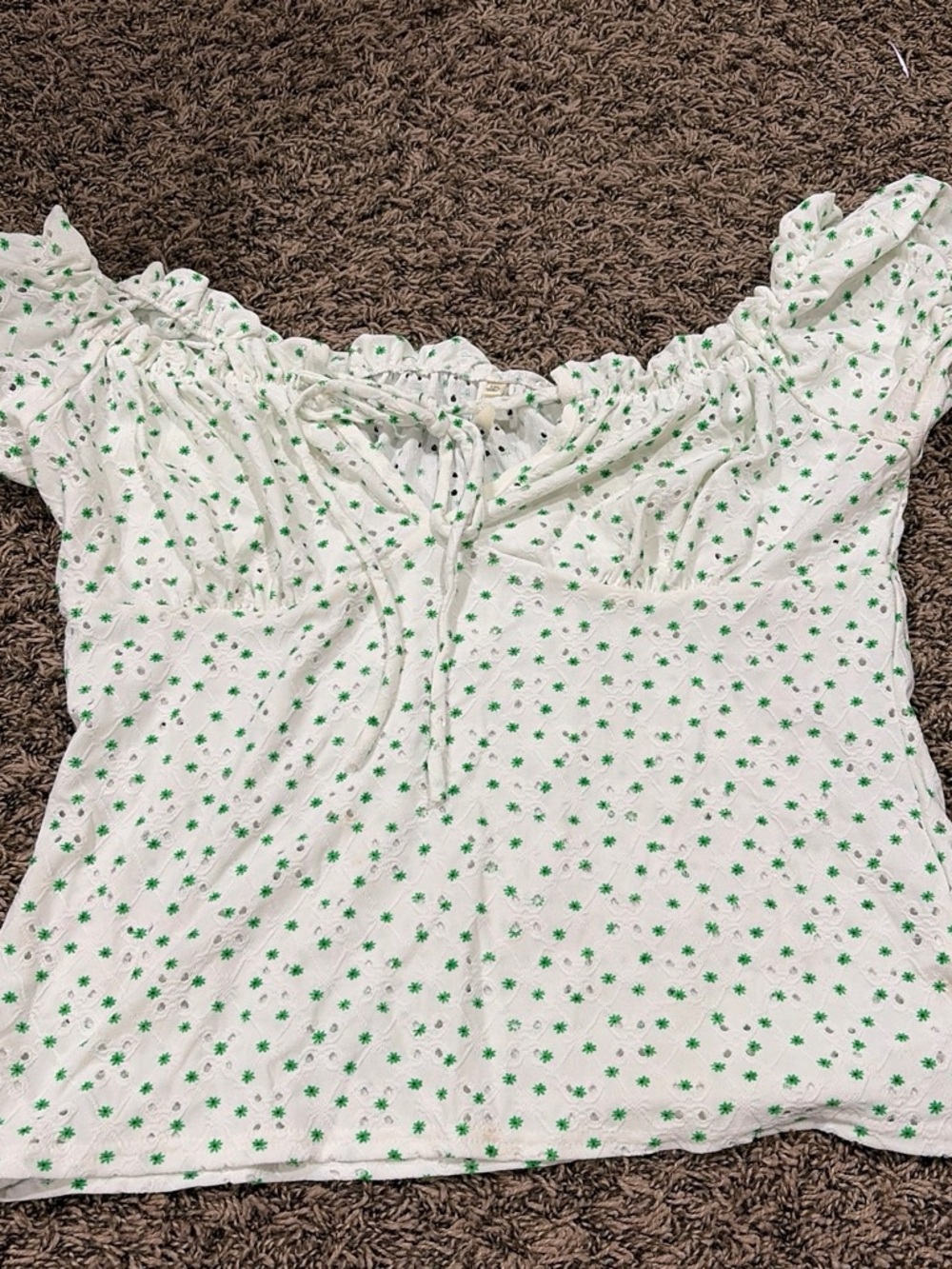 Bluebella White Off-Shoulder Top with Green Floral Print